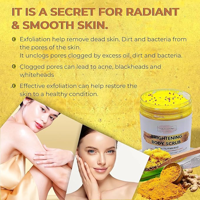 SUGAR BODY SCRUB Brightening Turmeric Exfoliant for Dark Spots