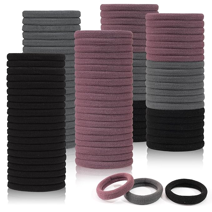 CÉLLOT 100PCS Hair Ties for Women, No Crease Elastic Hair Ties, 4cm Diameter Seamless Nylon Hair Bands, Normal Ponytail Holders, Cameo Tone