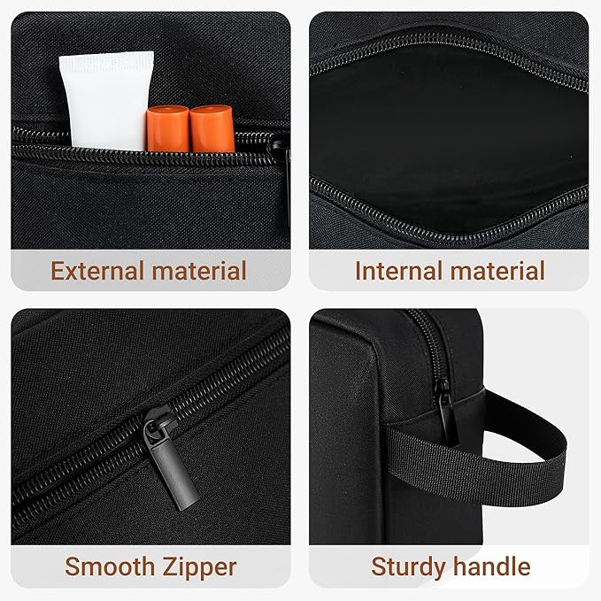 Elviros Travel Toiletry Bag for Women and Men,Lightweight Makeup Bag Hanging Dopp Kit with Shaving Compartment Cosmetic Organizer Large Tool Bag Travel Essentials,Gifts for Men(Large,Black)