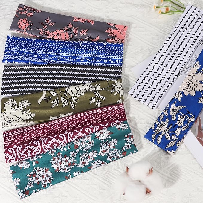 8 Pack Headbands for Women Non Slip - Stylish Sports Hair Bands for Women's Hair - Soft Cotton Cloth Stretchy Headbands for Women for Yoga, Outdoor Exercise Running