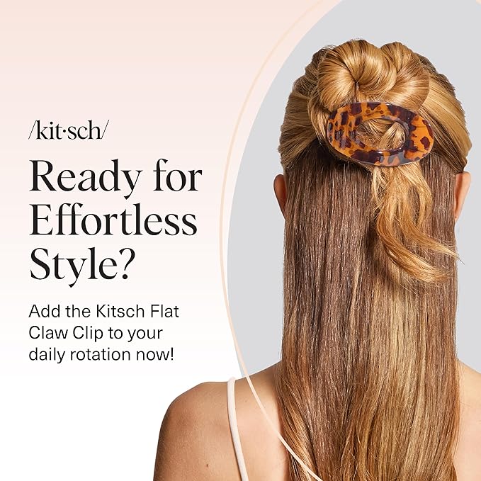 Kitsch Small Flat Claw Clips for Women - Stylish Flat Hair Clips, Strong Hold for Thick & Fine Hair | Non-Slip for Secure, Comfortable All-Day Wear | Ideal Gifts for Women -Tortoise Design