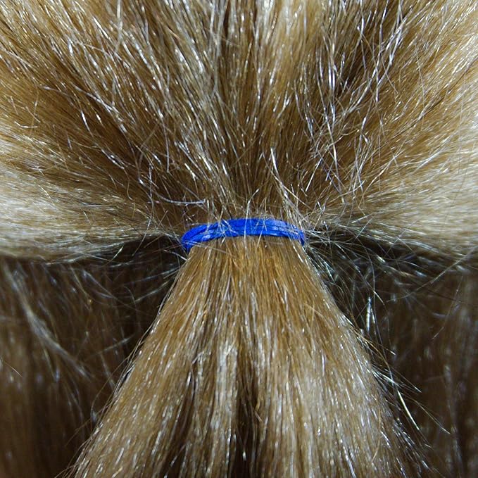 Amelia Beauty 500 Count Small Rubber Bands for Hair – ½" Blue- Made in USA - Recloseable Container - Mini Hair Elastics for Braids, Ponytails, Cornrows & Twists – Strong Hold Ponytail Holders