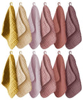 12 Pack Muslin Washcloths for Baby - 100% Cotton Baby Wash Cloths for or Baby Face Body Comfy and Soft for Newborn Infants Kids Girls and Boys - 12"x12" - Brown, Honey and Bean Paste Series
