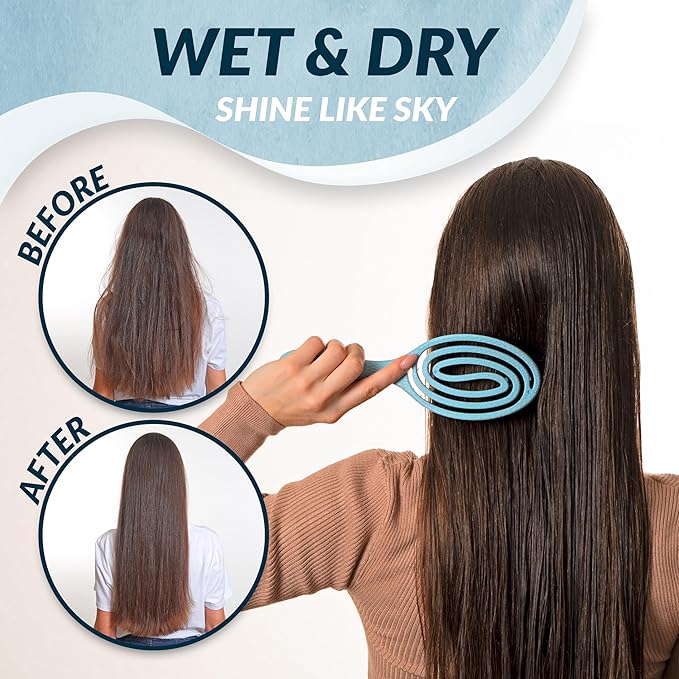 marQus Detangle Boar Brush Women and Men, Exclusive Ultra-soft bending Bristles and Body - Glide Through Tangles With Ease For All Hair Types - Women, Men, Wet And Dry Hair, 1pcs Blue Brush
