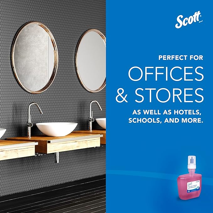 Scott Professional Foam Hand Soap with Moisturizers (91592), 1.2 L, Foaming, Pink, Floral Scent, Automatic Refills, for Kimberly-Clark Professional ICON Dispensers (2 Bottles)