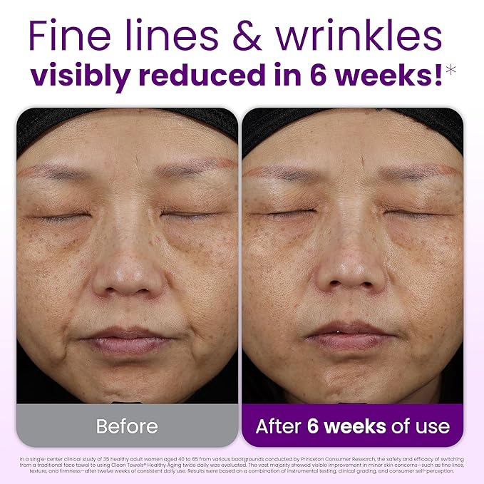 CLEAN SKIN CLUB Healthy Aging Clean Towels® XL, Smooths Fine Lines Wrinkles & Texture, Disposable Face Dry Wipes, XL - 2 Pack (50 count)