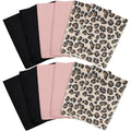 Tatuo 12 Pieces Korean Exfoliating Mitt Glove Italy Towel Skin Body Scrubber Exfoliating Scrubber for Remove Dead Skin Wash Cloth Korean (Small,Pink, Black, Print Leopard)