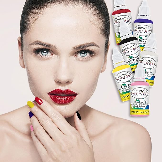 Custom Body Art 8-Bottle 6 Color Nail Paint Starter Set