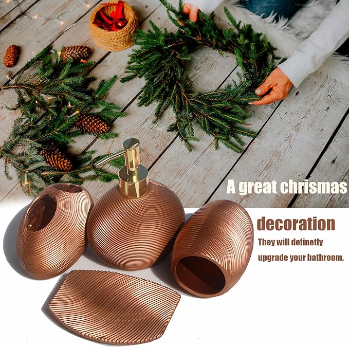 LUANT Bathroom Accessories Set Including Cup, Toothbrush Holders, Soap Dishes and Soap Dispenser, Bronze