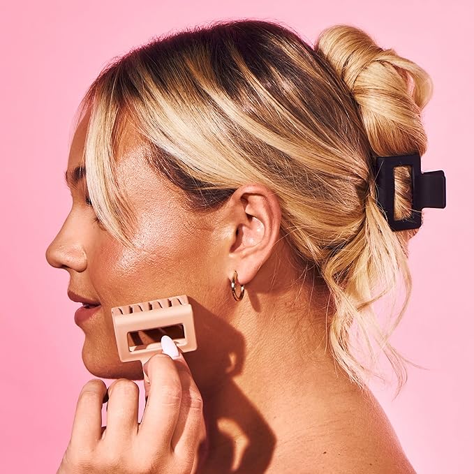 Gimme Beauty Fine Hair Square Claw Clip - Aesthetic Claws with Velvet-Like Finish - Non-Slip Lightweight Clips - Trendy Hair Clips - Brown & Cream, 2 Pack