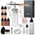 Belloccio Complete Cordless Handheld Airbrush Cosmetic Makeup System with 4 Fair Foundation Shades, Professional 18-Piece Kit, Moisturizing Primer, Blush, Bronzer, Highlighter, Concealer, User Guide