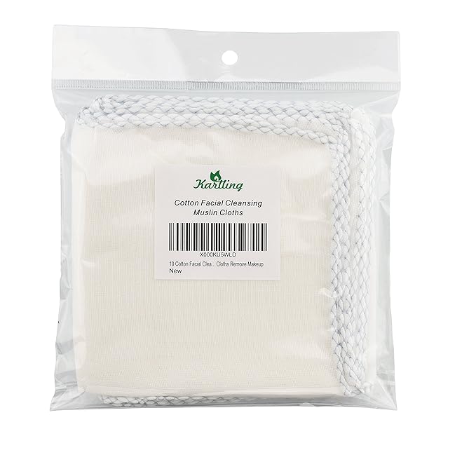 Karlling 10 Cotton Facial Cleansing Muslin Cloths Makeup Remover Wipes