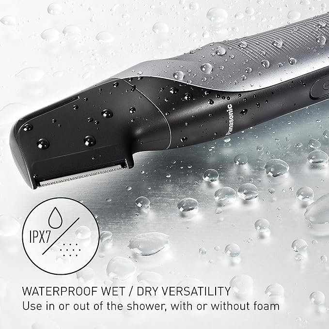 Panasonic Body Groomer for Men and Women, Unisex Wet/Dry Cordless Electric Body Hair Trimmer with 2 Comb Attachments, Multi-Directional Shaving in Sensitive Areas - ER-GK80-S (Black)