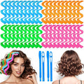 42 Pieces Heatless Waves Hair Curler, No Heat Damage Wavy Hair Curlers with 2 Sets of Styling Hooks, Heatless Curls for Women Girls Short Hair((4 Colors, 25cm / 9.8")