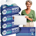 XL Body Wash Wipes for Adults Bathing No Rinse & Elderly Incontinence (4pk) - 200 Ct. + 16 Travel Bath Wipes 10 x 11.5" Disposable Washcloths for Adult Surgery Recovery Supplies & Elder Care Products