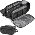 PAVILIA Large Toiletry Bag for Men Women, Mens Travel Bag Toiletries Organizer Case for Grooming, Travel Essentials Shaving Dopp Kit, PU Leather Water Resistant Cosmetic Pouch, Black
