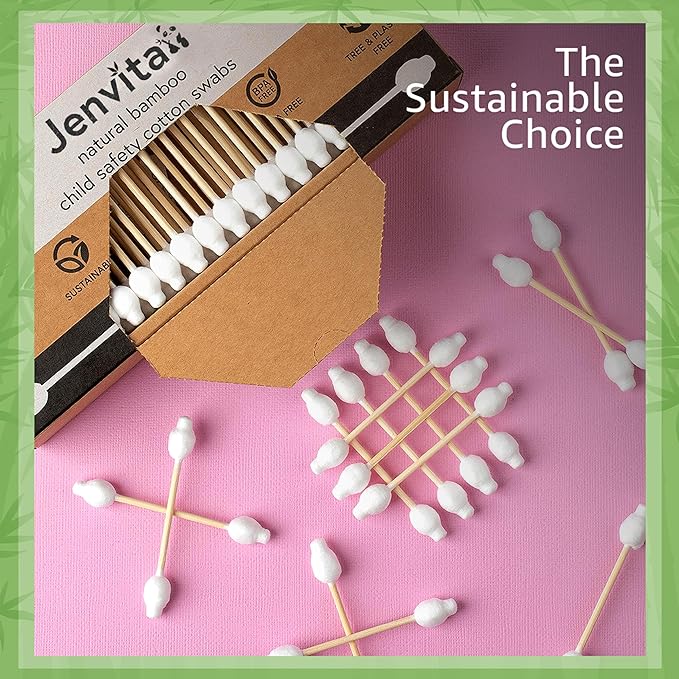 100% Bamboo Cotton Swabs for Ears (500-Pack) - Perfect for Baby & Personal Care | Double-Tipped Ear Swabs Cotton for Makeup & Cleaning | FSC Certified & Hypoallergenic, Made for All Ages & Pet