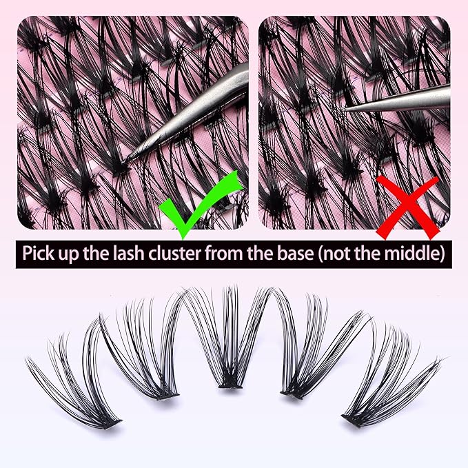 DIY Lash Extension Kit 30D&40D Cluster Lashes Set Glossy Deep Black Faux Mink Eyelashes with Tweezers, Bond & Seal Lightweight Natural-Looking Lash Extensions at Home (9–16mm, 30D+40D KIT)