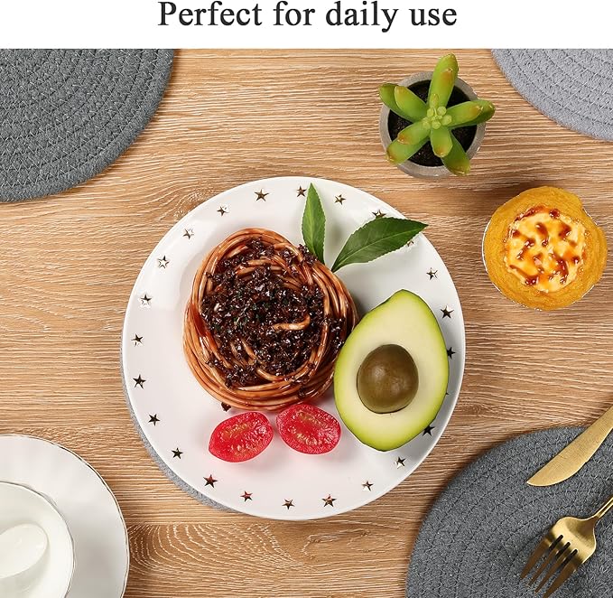 SHACOS 8 Inches Trivets for Hot Dishes, 4 Pieces Heat-Resistant Trivets Mats for Kitchen, Cotton Pot Holders for Hot Pots and Pans, Hot Pads for Countertops and Table, Gray and Light Gray (Pack of 2)