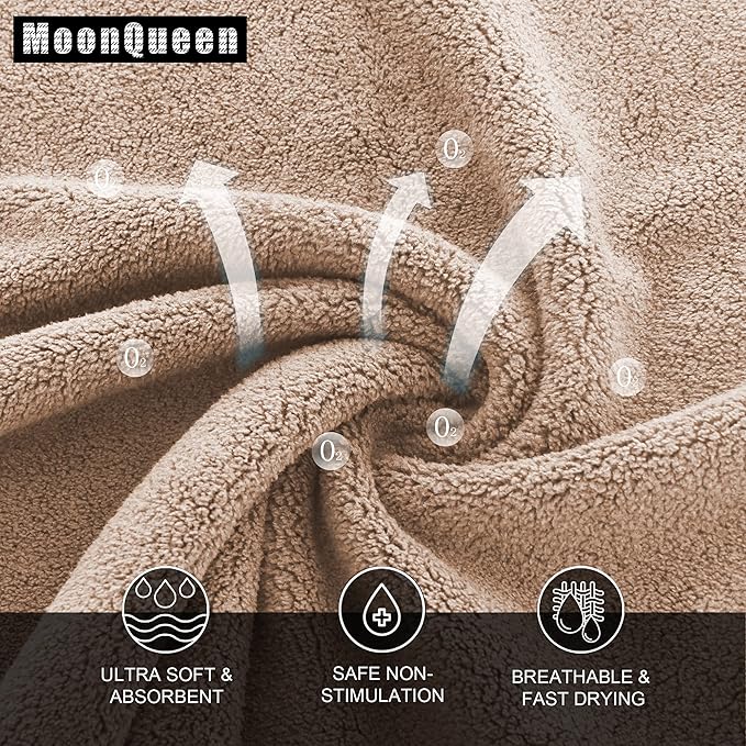 MOONQUEEN Ultra Soft Premium Washcloths Set - 12 x 12 inches - 24 Pack - Quick Drying - Highly Absorbent Coral Velvet Bathroom Wash Clothes - Use as Bath, Spa, Facial, Fingertip Towel (Brown)