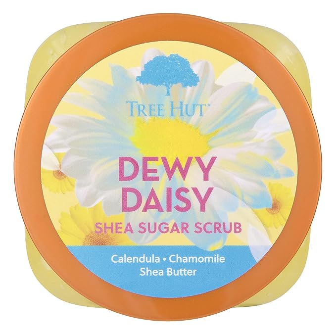 Tree Hut Dewy Daisy Shea Sugar Scrub, Exfoliating, Hydrating & Moisturizing Body Scrub with Shea Butter & Nourishing Essential Oils, Smooth & Soften Skin, 18 oz (Pack of 2)
