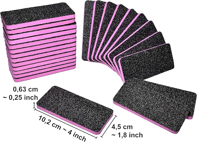 New AMT 25 PCS Pedicure Foot File Grit 60/60, Black Callus Remover File, Nail Files for Pets, Emery Boards for Pet Grooming, 60 Grit Foot File (25 PCS -Pink Center)