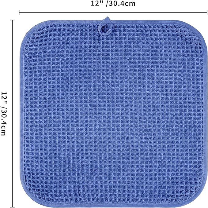 Microfiber Waffle Face Towels, 4 Pieces, Soft, Absorbent, Fast Drying, Lint Free 430 GSM (Dark Blue)