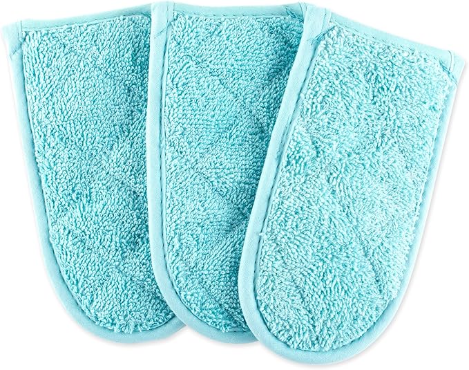 DII Basic Terry Collection Quilted 100% Cotton, Pan Handle, Aqua, 3 Piece