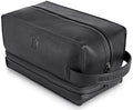 Mens Leather Toiletry Bag – Travel Dopp Kit, Shaving Bag, Grooming & Hygiene Organizer, Leather Toiletry Bag for Men, Gift for Him