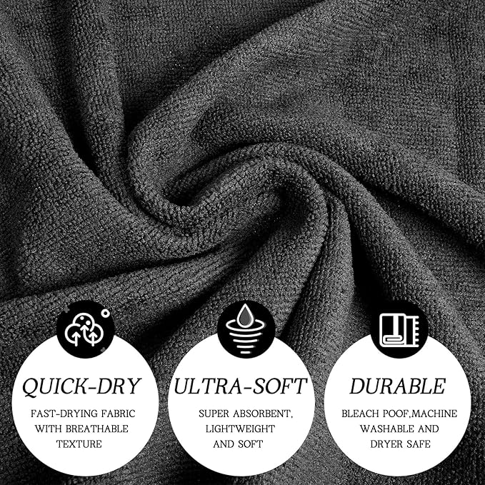Shimeyao 26 Pcs Salon Bleach Proof Towels Highly Absorbent Hair Towels Hand Facial Cloths Bleach Resistant for Salon Barber Spa Beauty Bath Hair Stylist(Black,16 x 29 Inch,Classic)