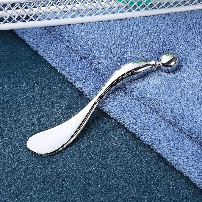 Zinc Alloy Eye Cream Spoon for Eye Fatigue Relief and Facial Massage - Multi-Functional Beauty Tool for Skincare Application (Silver)
