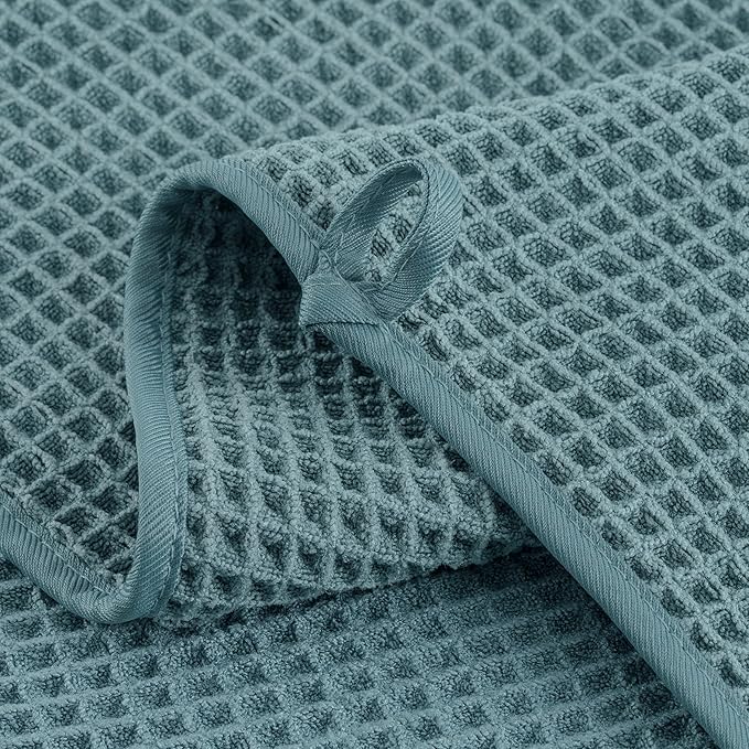 Microfiber Waffle Face Towels, 4 Pieces, Soft, Absorbent, Fast Drying, Lint Free 430 GSM (Green)
