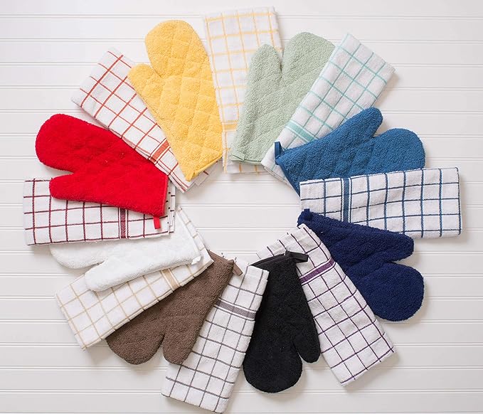 DII Basic Terry Collection Quilted 100% Cotton, Oval Potholder, Gray, 2 Piece