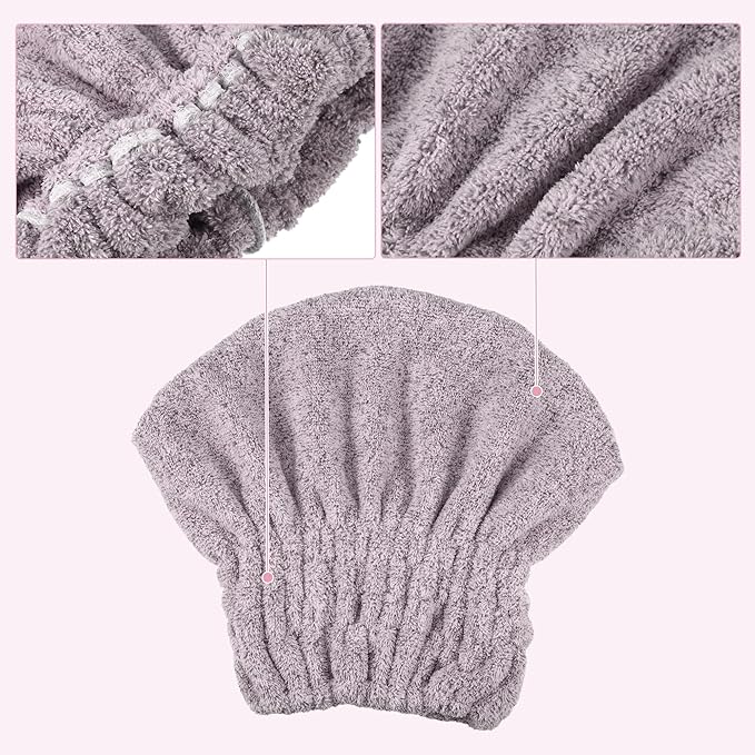 VOCOSTE Charcoal Fiber Hair Drying Towel Dry Cap, Lightweight Strong Absorbent, for After Bath Drying Hair, Purple