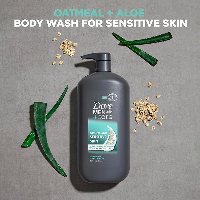 DOVE MEN + CARE Body & Face Wash Sensitive Skin For Hydrated, Smooth Skin - 30 oz (Pack of 4)
