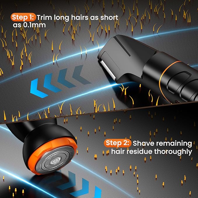Manscape All-in-One Body & Pubic Hair Trimmer for Men, No-Nick Groin & Ball Shaver, Waterproof Mens Electric Grooming Kit with LED Display, USB Rechargeable (Black)