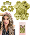 Heatless Curls Overnight Hair Curler to Sleep In Soft Jumbo Hair Rollers for Long Hair Blowout Look No Heat Overnight Curls, Satin Large Flexi Rods for Big Curl Heatless Curling Rod Set with Clip