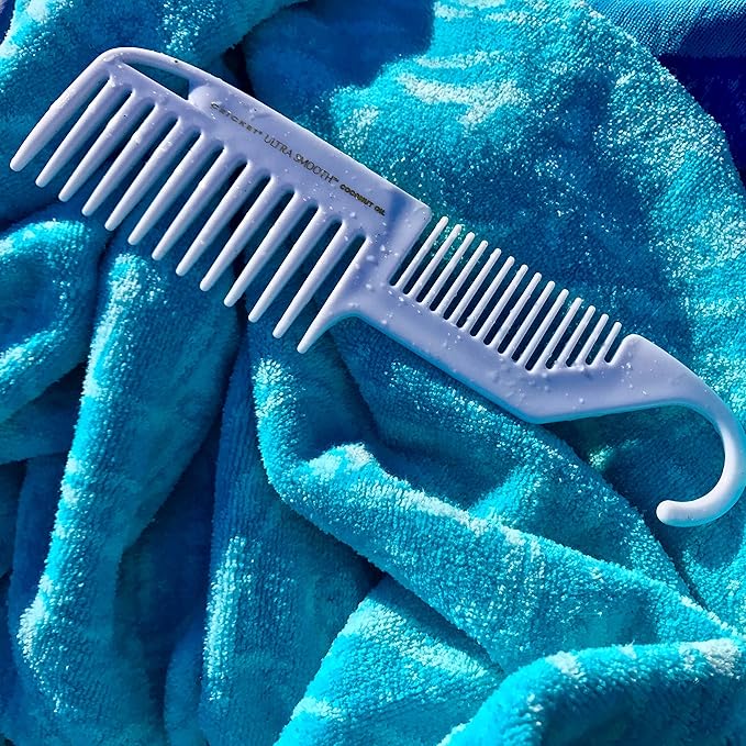 Cricket Ultra Smooth Conditioning Coconut Shower Comb for Wet, Dry Hair Anti-Frizz Detangler with Keratin Protein Infused Plastic