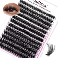 DIY Eyelash Extensions False Eyelashes Lash Clusters Volume Lashes Thick Fluff 9-16mm Individual 240pcs Cluster Voluminous Black D Curly Wispy Fake Mink for Dramatic Look Natural (80D)