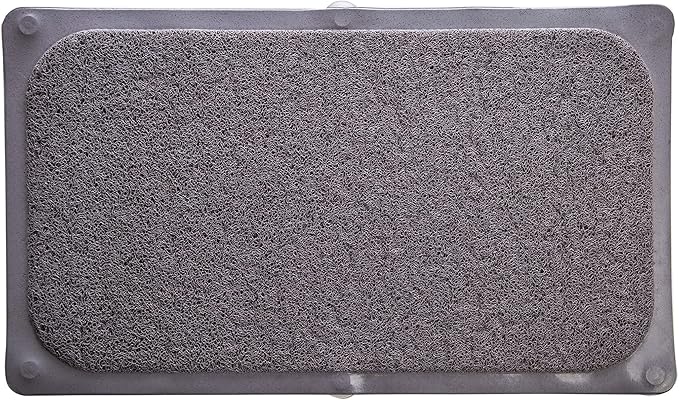 BINO | Loofah Non-Slip Bath Mat for Tub - Grey | Spa-Inspired Comfort, Quick-Drying, Secure Suction Cups | Exfoliating Shower Mat for a Luxurious and Safe Bathing Experience