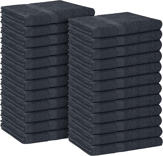 Avalon Towels Salon Towel - Grey Hand Towels Bulk Pack of 24 - 100% Cotton Absorbent Spa, Facial & Gym Towel for Working Out - 16x27 Inches (Not Bleach Proof)