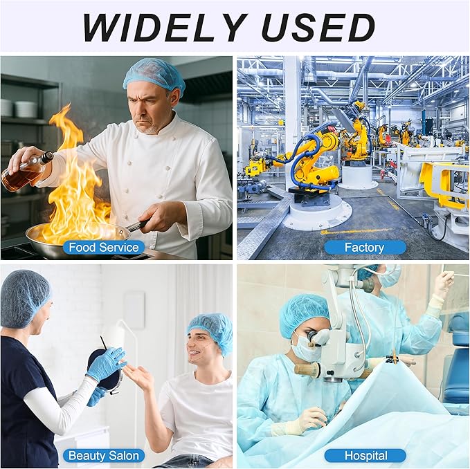 TaShow 120 Pcs Disposable Bouffant Caps, 21 Inches Hair Nets for Women and Men, Polypropylene Non-Woven Hair Nets