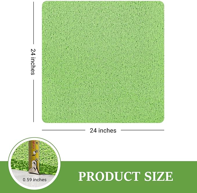 LuxStep Shower Mat Bathtub Mat,24x24 inch, Non-Slip Bath Mat with Drain, Quick Drying PVC Loofah Bathmat for Tub,Shower,Bathroom (Grass Green)