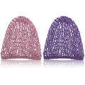 Waydress 2 Pieces Mesh Hair Net Rayon Knit Snood Women Crocheted Sleep Cap (Purple and Pink)