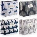 Boao 4 Pieces Canvas Makeup Bags Set Small Cosmetic Pouches for Purse with Zipper Multi Functional Toiletry Travel Case Organizer for Women Gift, 4 Styles(Small,Whale, Bear, Tree, Leave)