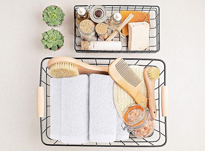 Utopia Towels 24 Pack Cotton Washcloths Set, 100% Ring Spun Cotton, Premium Quality Flannel Face Cloths, Highly Absorbent and Soft Feel Fingertip Towels, Black, White