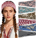 Headbands for Women Non-Slip Workout Hair Bands, 6 Pack Stretchy Athletic Soft Sweatbands, Elastic Cloth Fabric Headband, Fashion Head Bands for Yoga Running Sports Gym Sports Exercise