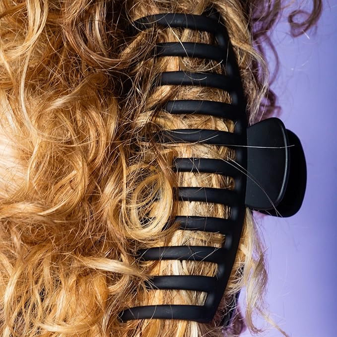 Gimme Beauty XL Barrel Claw Clip for Thick Hair - Double Row Holder for Maximum Volume - Large Non-Slip Accessory - Trendy Hair Care Essential - Black