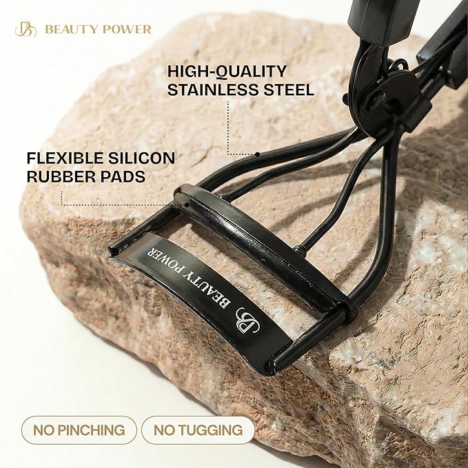Eyelash Curler - Precision Lash Lift in Seconds with 5 Replacement Pads, Eyebrow Brush & Satin Travel Bag - Gentle & Safe, Stainless Steel for Perfect Extra Curls - Gift Idea (Extra Curl)