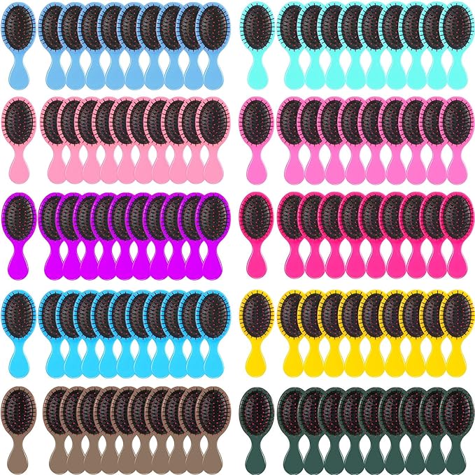 100 Mini Soft Bristle Travel Detangling Brush for All Hair Types - Glides Through Women's Tangles and Knots with Ease (Multicolor)